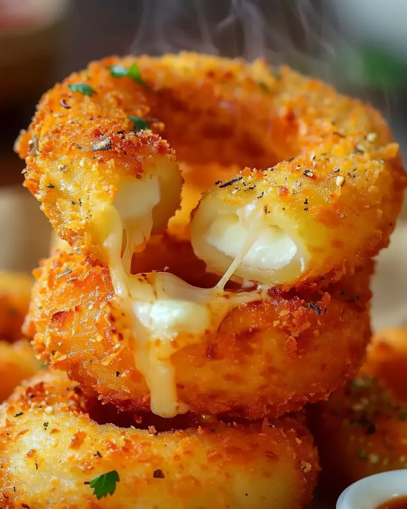 Cheesy Stuffed Mozzarella Onion Rings