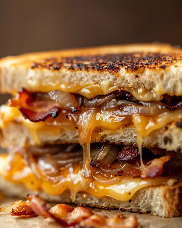 Indulge In Bacon And Caramelized Onion Grilled Cheese Sandwiches