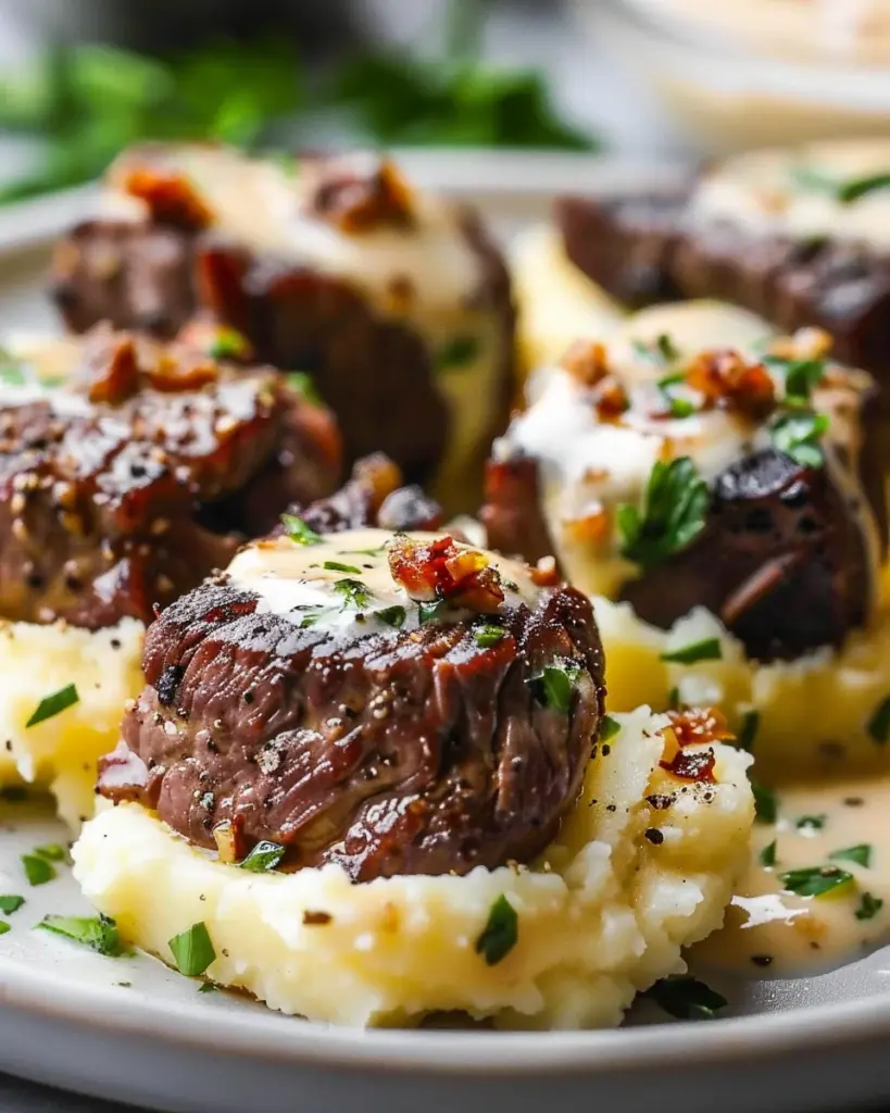 Garlic Butter Steak Bites with Parmesan Cream Sauce