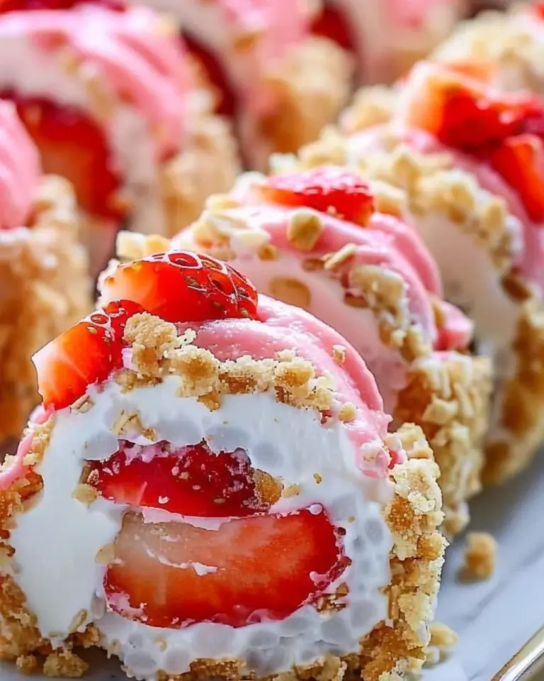 strawberry shortcake cheesecake dessert sushi rolls