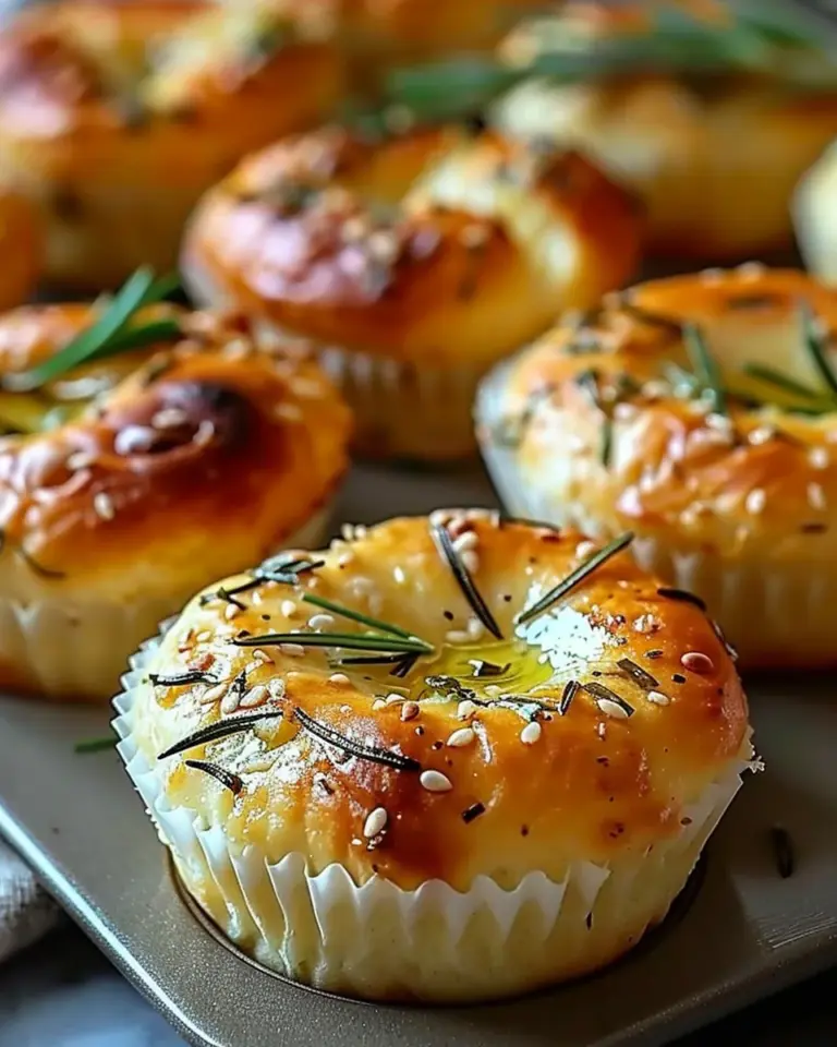 Easy Garlic Rosemary Focaccia Muffins