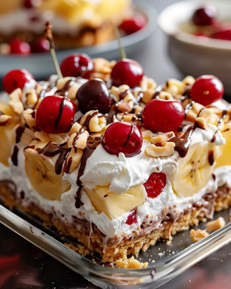 No Bake Banana Split Cake