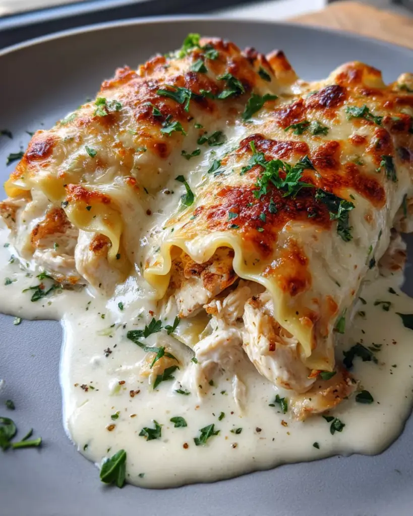 Chicken Alfredo Lasagna Rolls