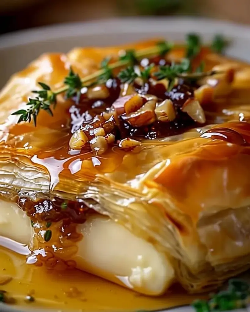 Baked Brie in Puff Pastry with Honey and Fig
