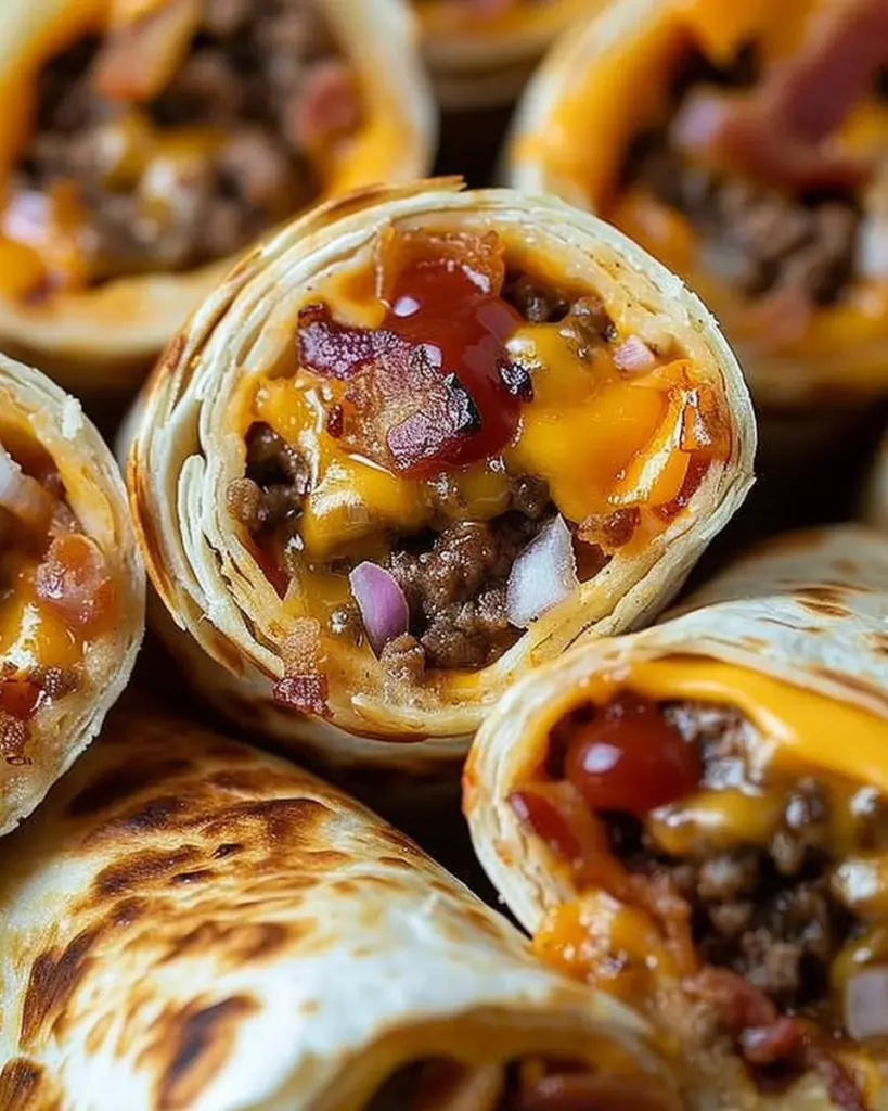 Ultimate Bacon Cheeseburger Tortilla Roll-ups