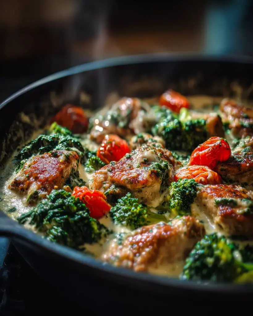 Garlic Chicken with Broccoli and Spinach