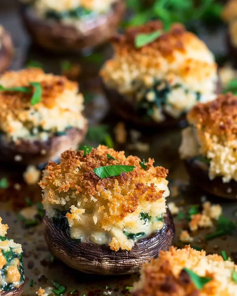 Cheesy Spinach Stuffed Mushrooms