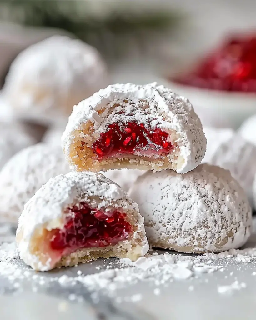 Raspberry Almond Snowball Cookies Delightful Easy Recipe