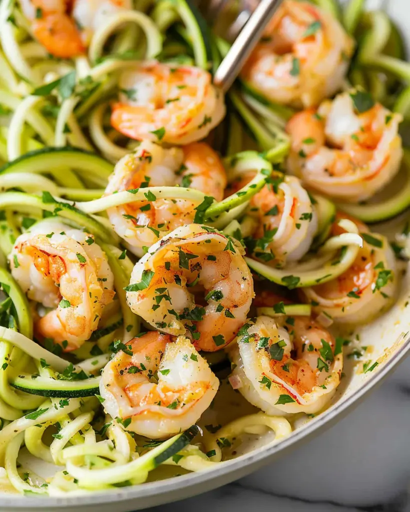 One Pan Garlic Shrimp And Zucchini Noodles