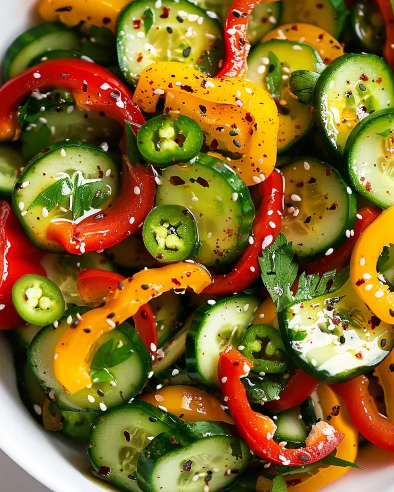Viral TikTok Cucumber & Bell Pepper Salad