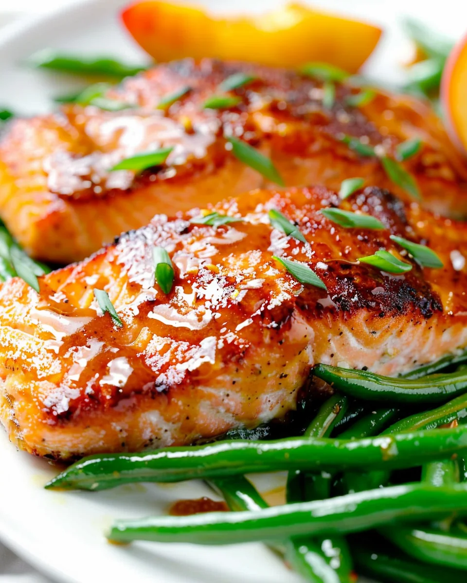 Bourbon Peach Glazed Salmon