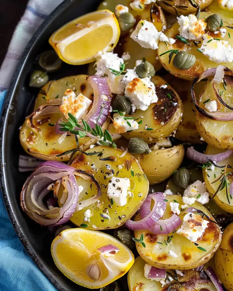 Quick smashed Greek potatoes with feta and rosemary