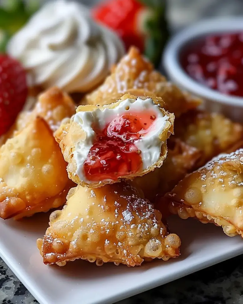 Deep-Fried Strawberry Cheesecake Stuffed Wonton Bites: Irresistibly Crispy!