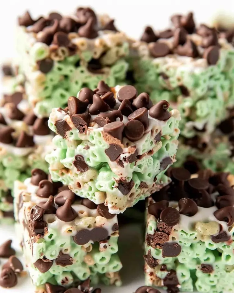 Mint Chocolate Chip Rice Krispie Treats