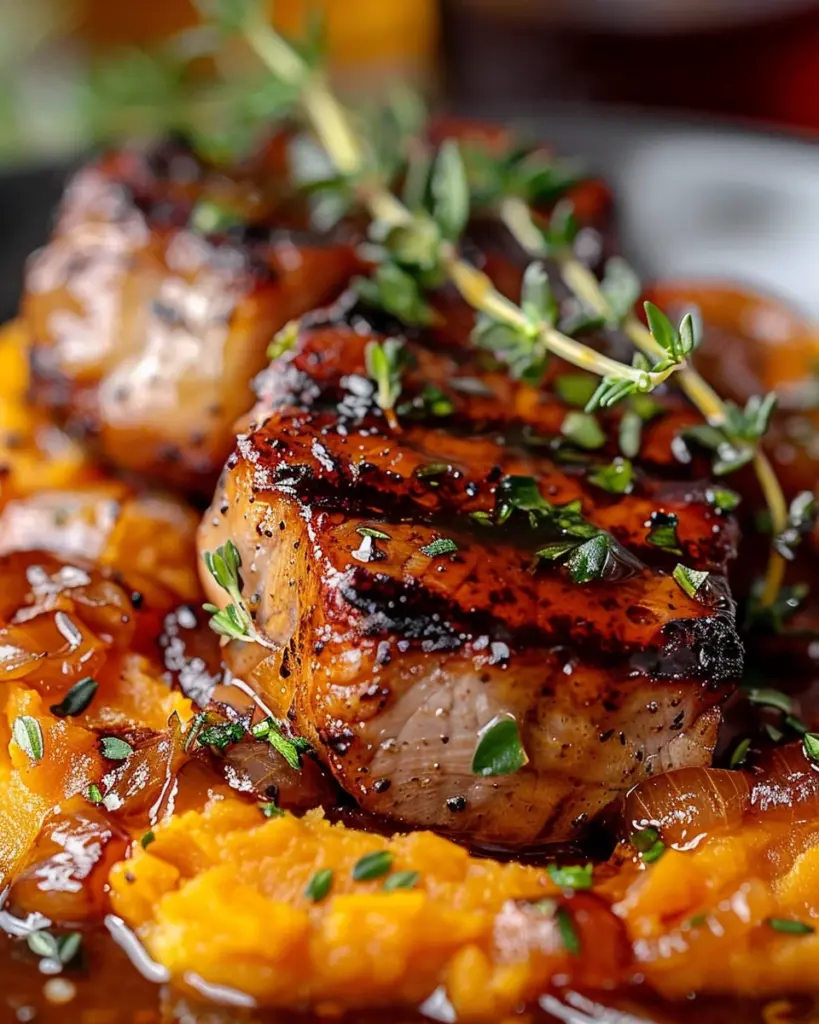 Apple Cider Pork with Mashed Sweet Potatoes Recipe