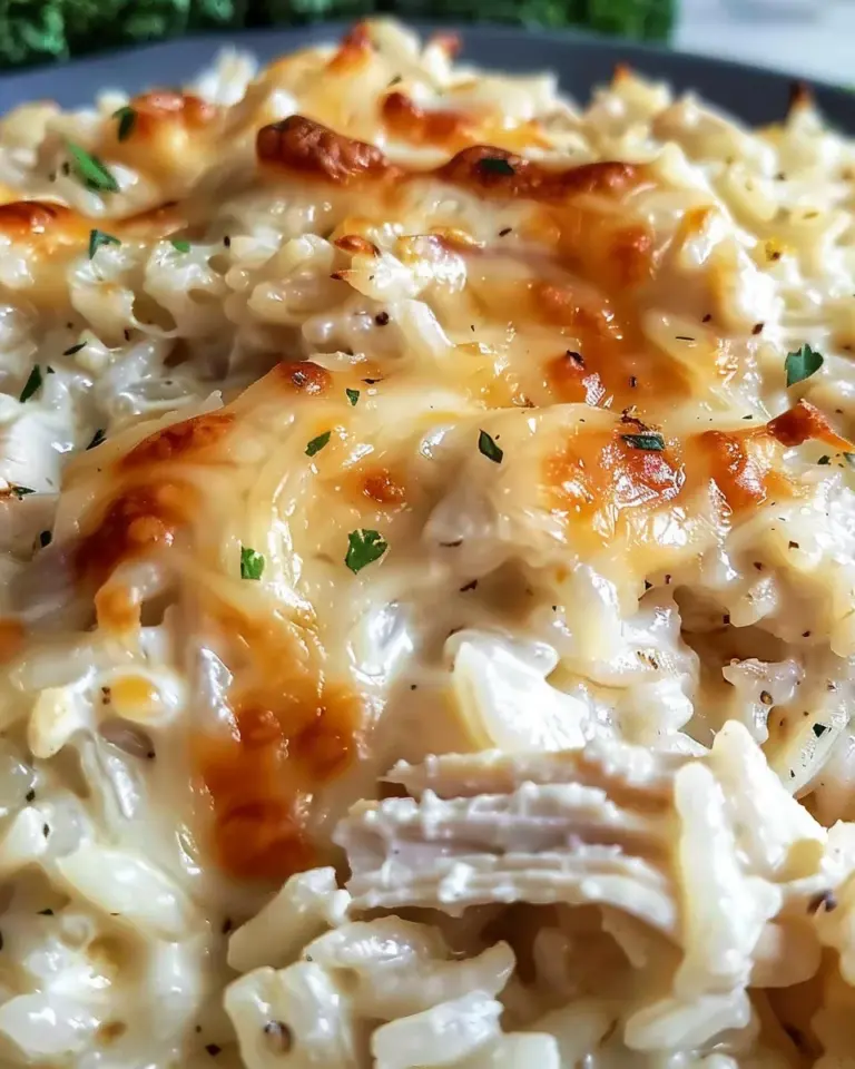 Dump-and-Bake Chicken Alfredo Rice Casserole