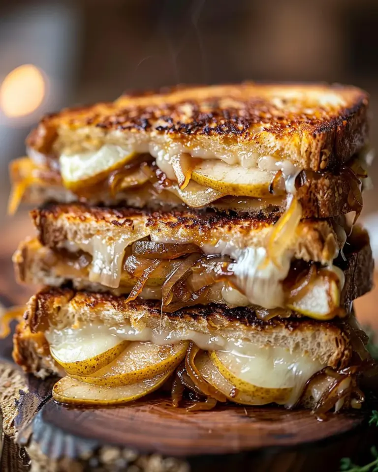 Pear & Apple Grilled Cheese With Caramelized Onions