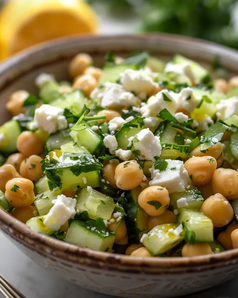 Cucumber Chickpea Feta Lemon