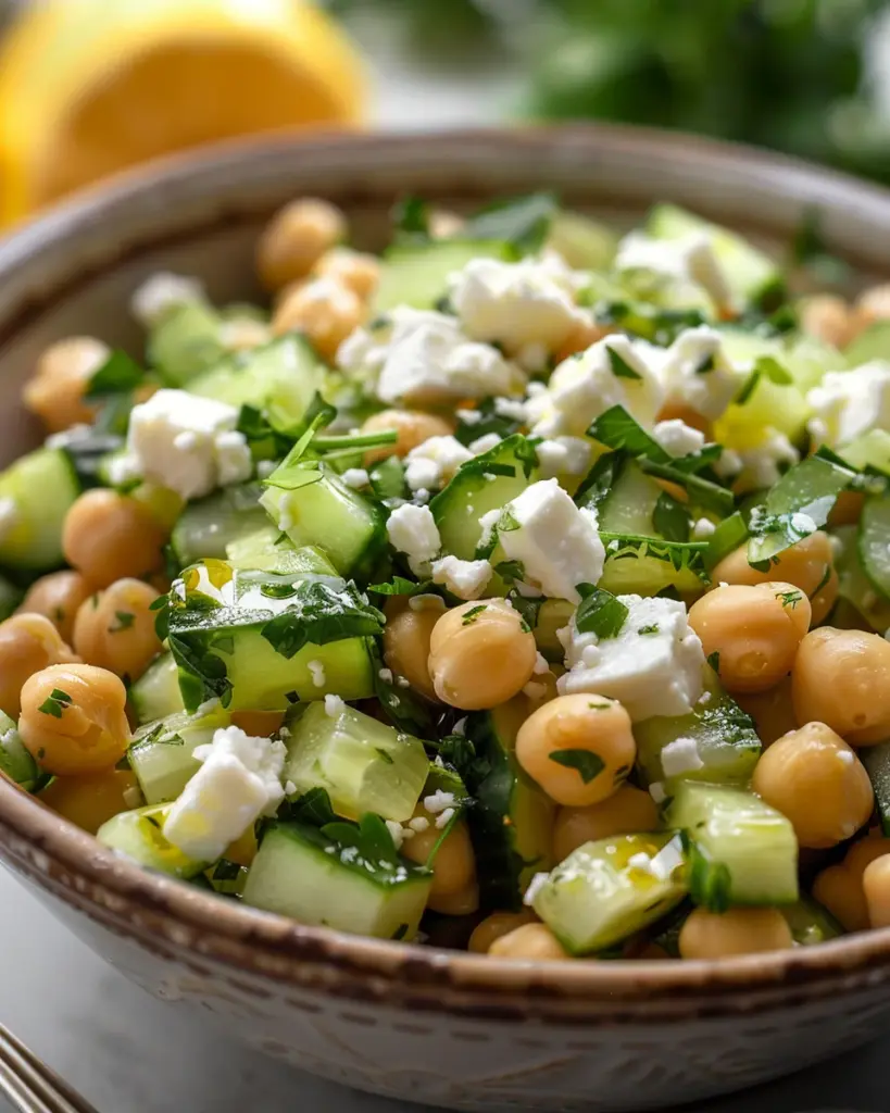 Cucumber Chickpea Feta Lemon