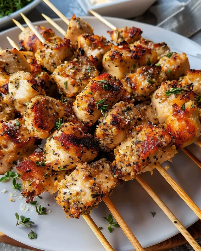 Crispy Air Fryer Garlic Parmesan Chicken Skewers – Irresistible!