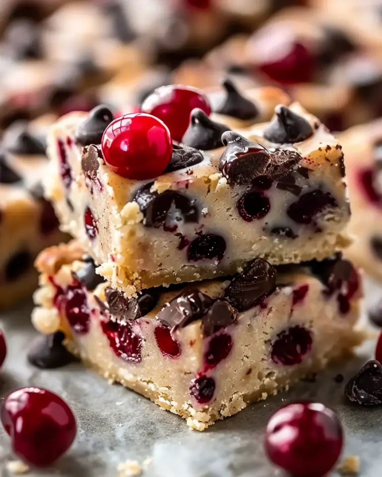 Decadent Chocolate Chip Maraschino Cherry Shortbread Bars