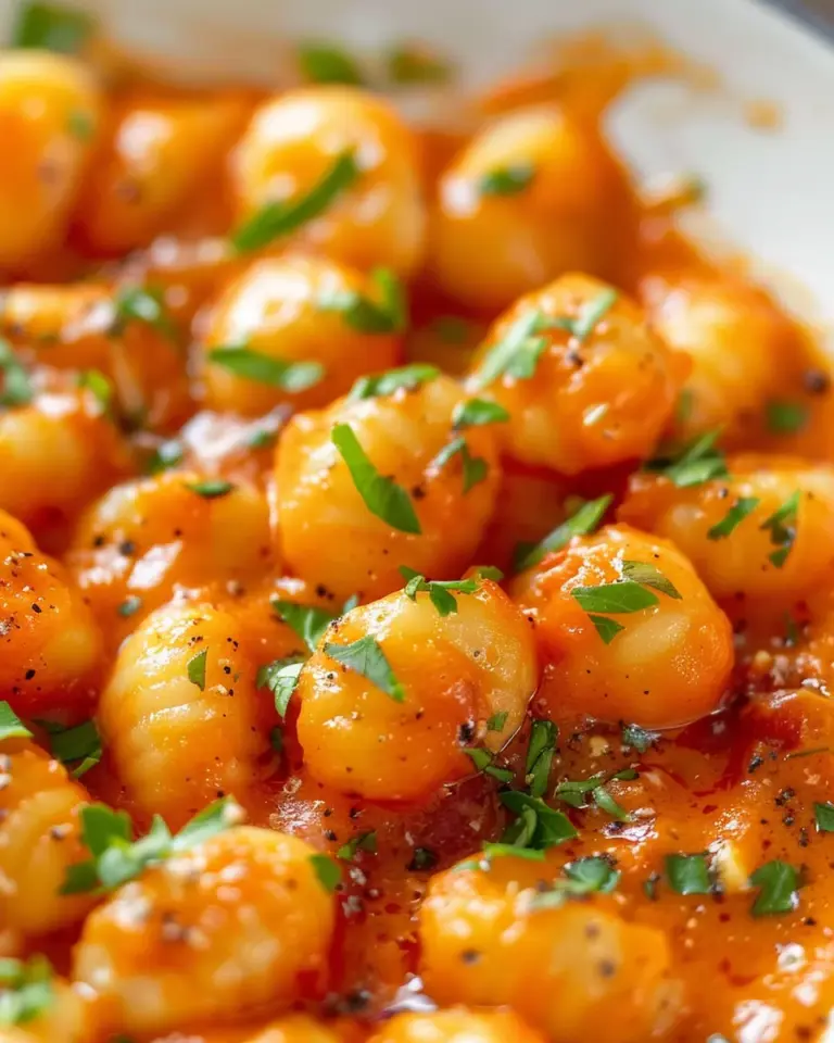 Gnocchi with Garlic Cream Tomato Sauce