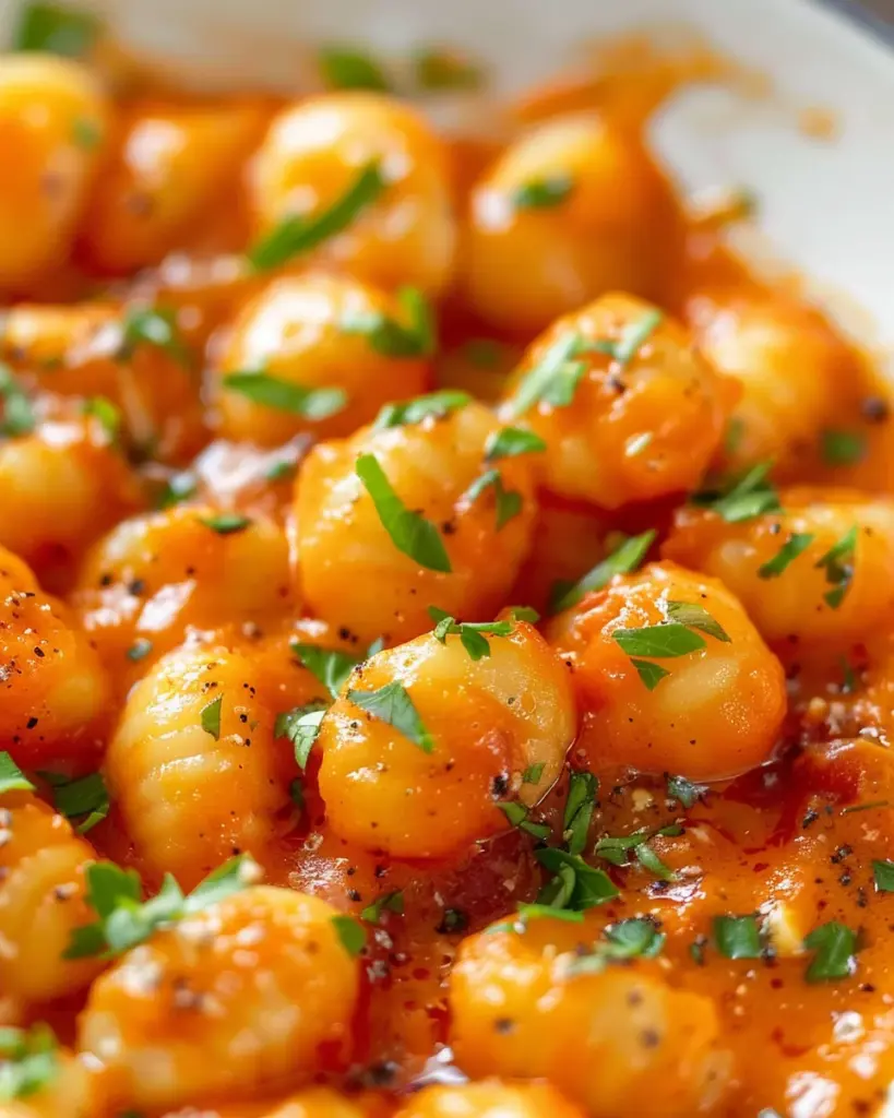 Gnocchi with Garlic Cream Tomato Sauce