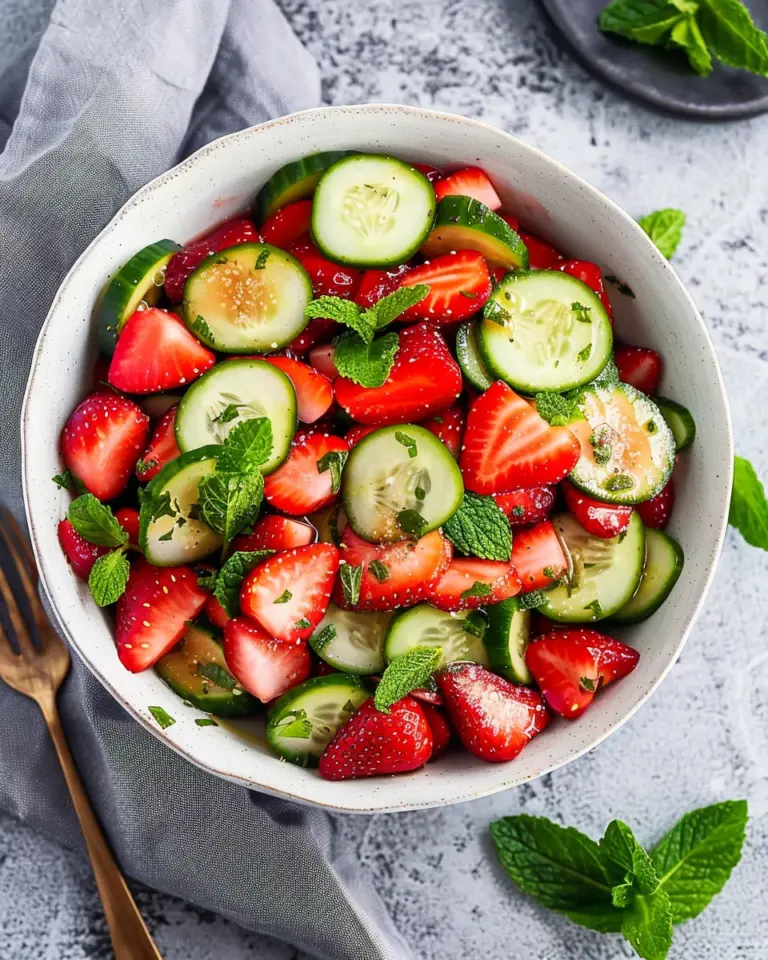 Cucumber Strawberry Salad (Just 6 Ingredients)