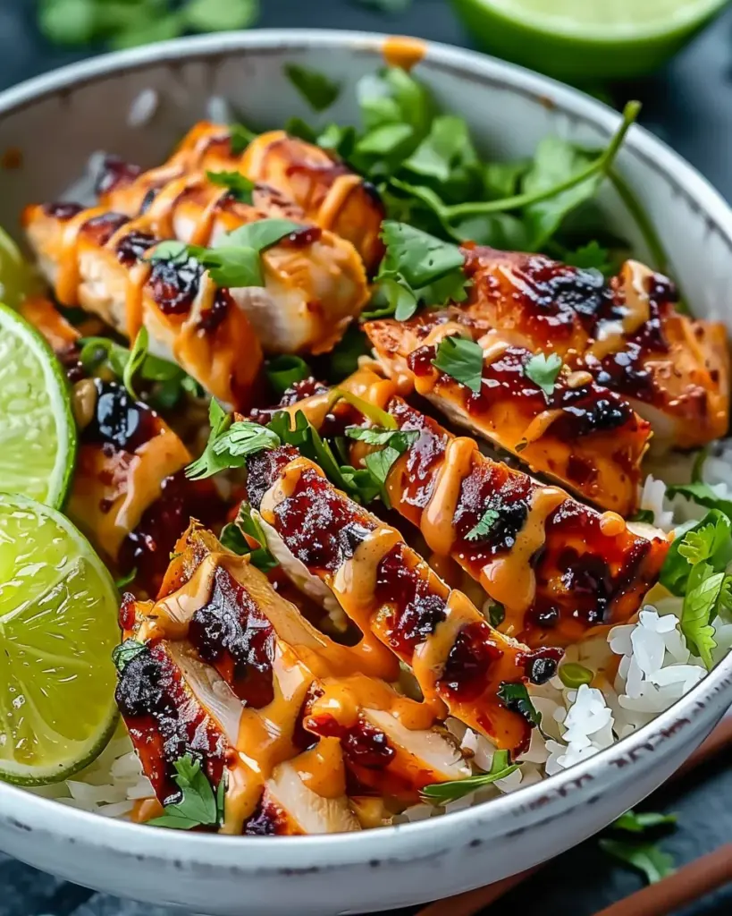 Sweet Chili Chicken Bowl with Coconut Lime Drizzle