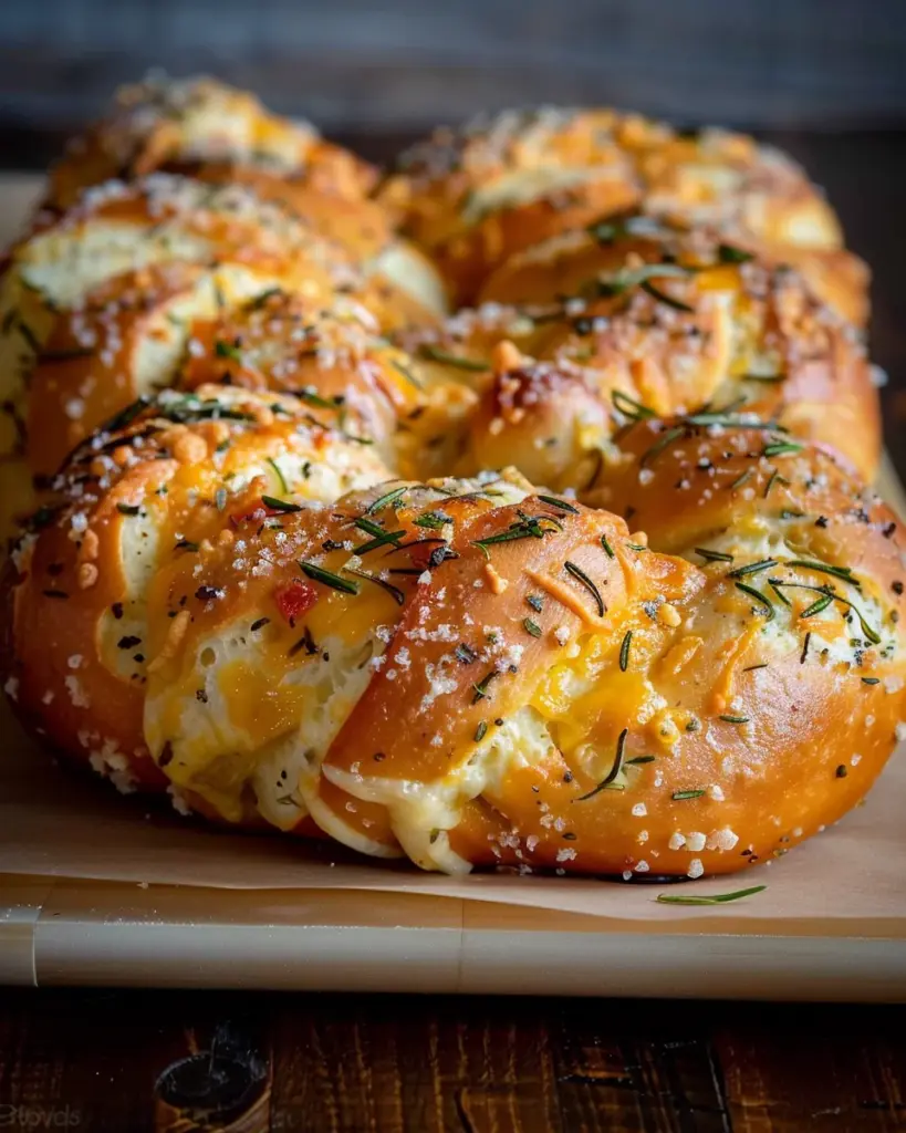 Mozzarella Stuffed Rosemary Parmesan Soft Pretzels
