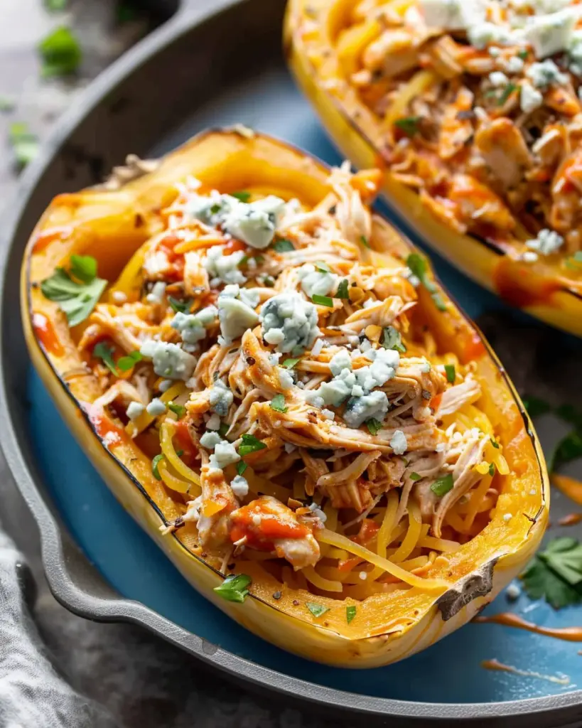 Buffalo Chicken Stuffed Spaghetti Squash