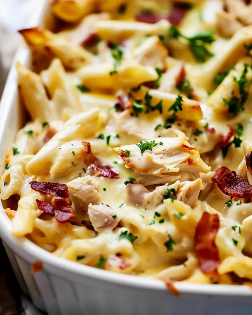 Chicken Bacon Ranch Baked Penne
