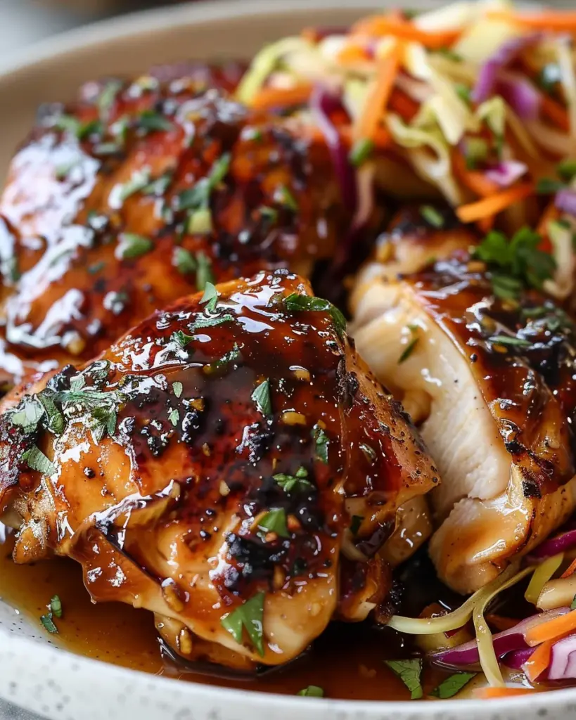 Sticky Apple Cider Chicken with Crisp Autumn Slaw