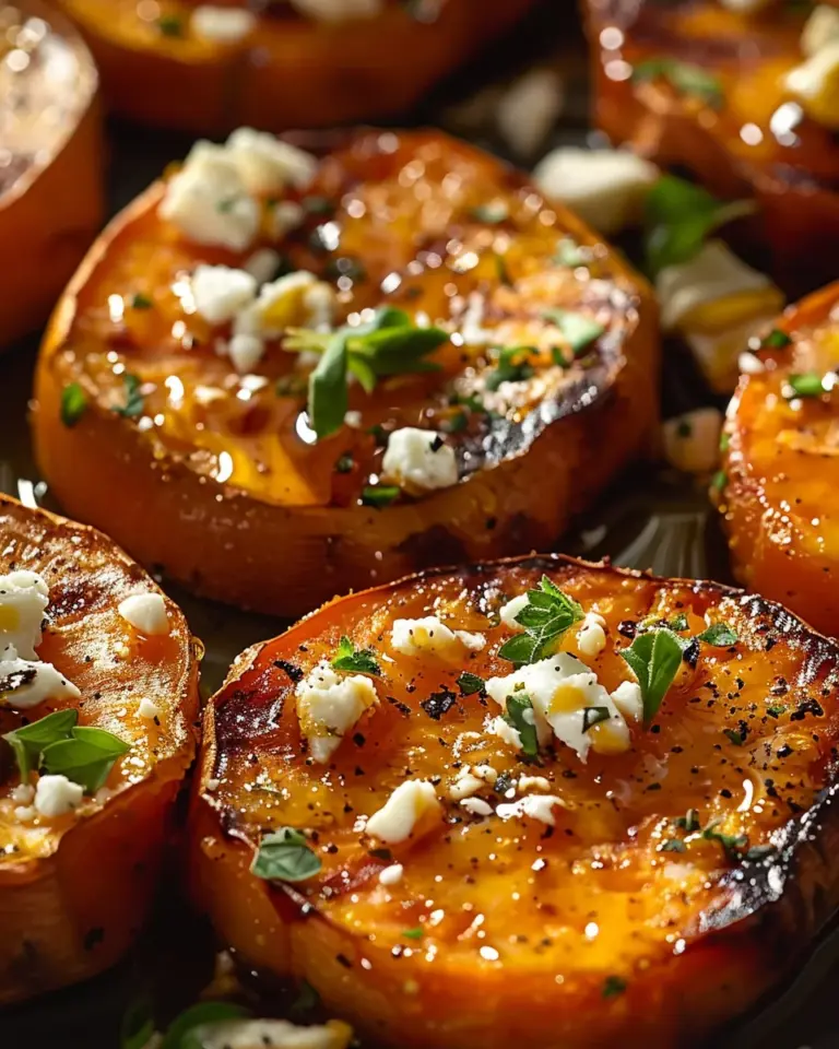 Roasted Sweet Potato Rounds with Honey & Feta