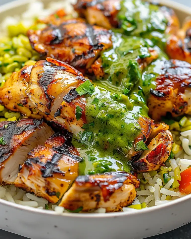 Peruvian Chicken and Rice with Green Sauce
