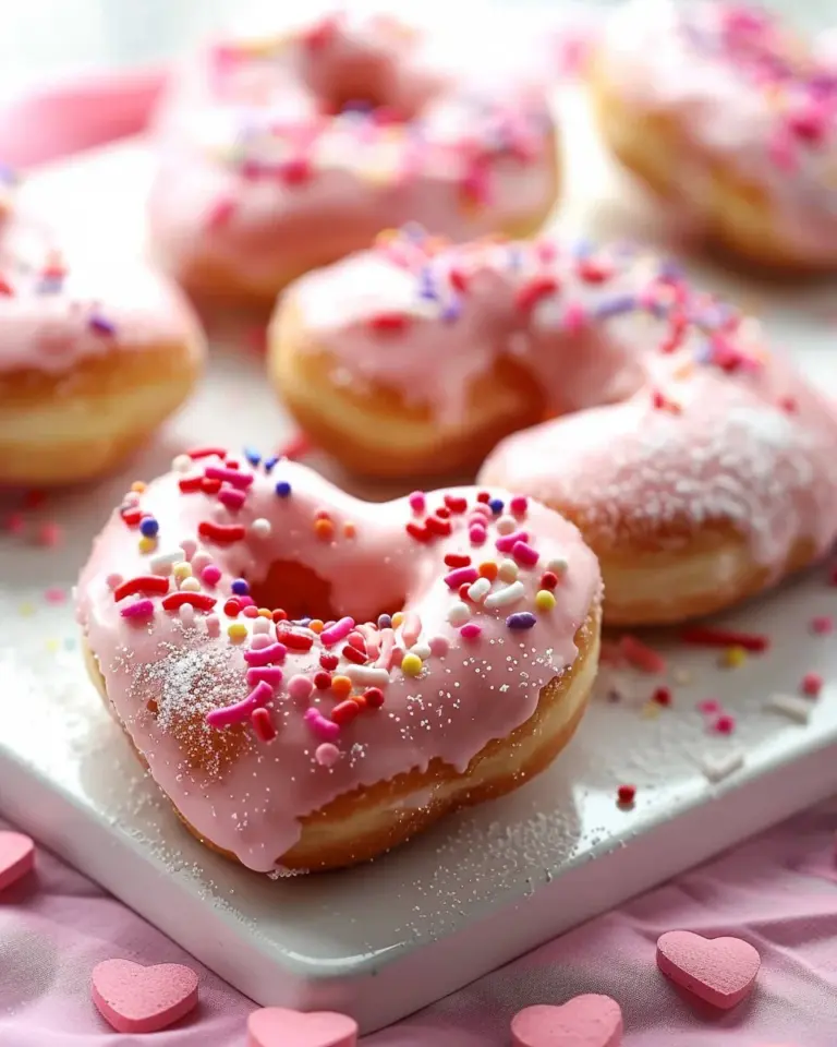 Strawberry Glazed Valentine Donuts