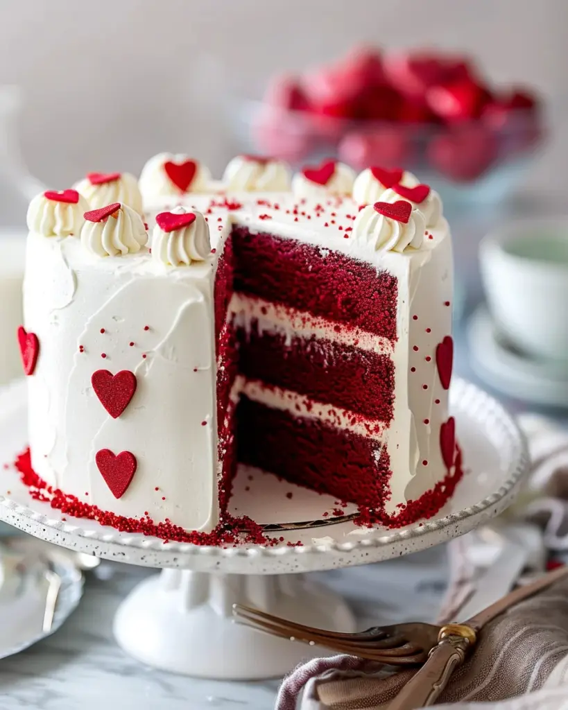 Red and White Valentines Cake