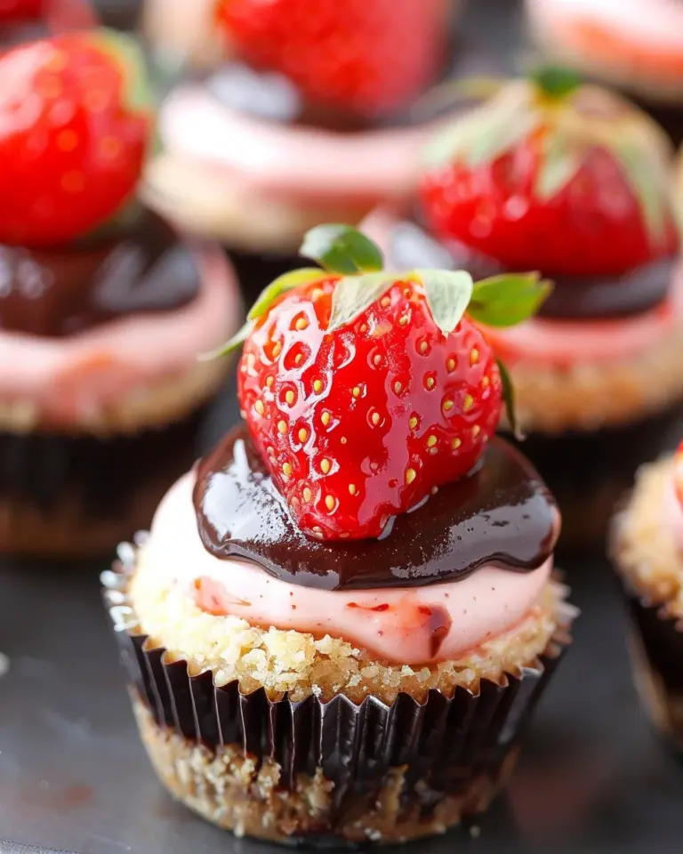 Chocolate Strawberry Mini Cheesecakes