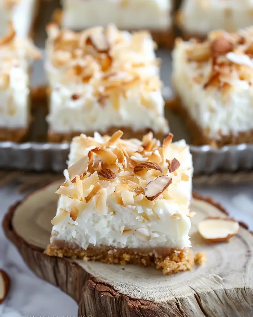 Skinny Coconut Cheesecake Bars