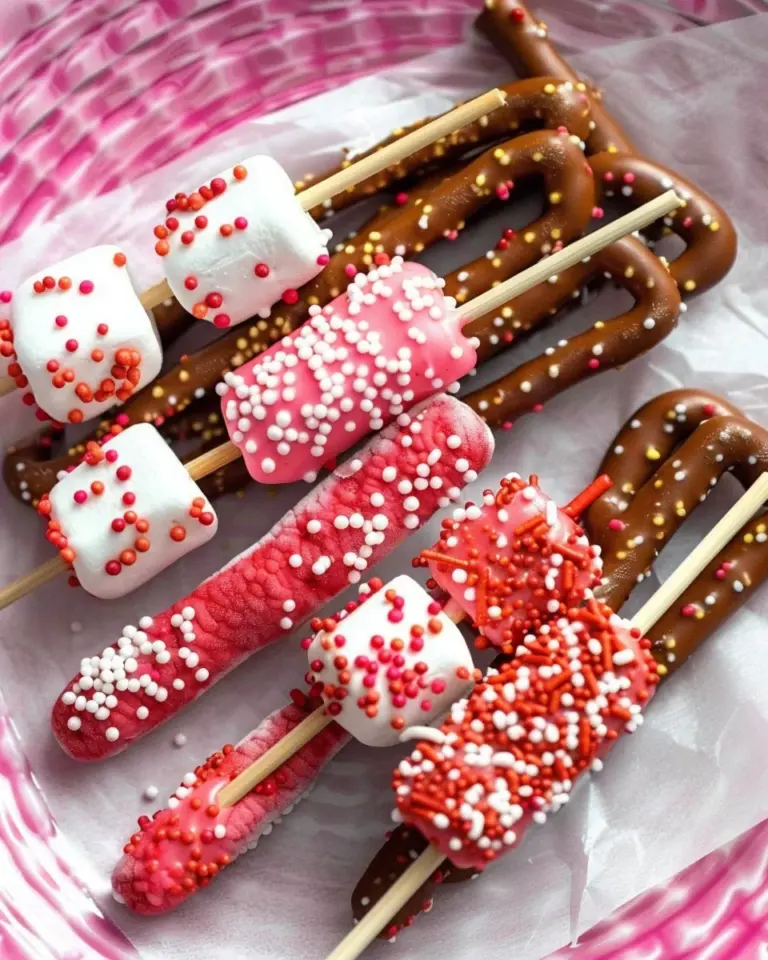 Valentine Marshmallow and Pretzel Treats