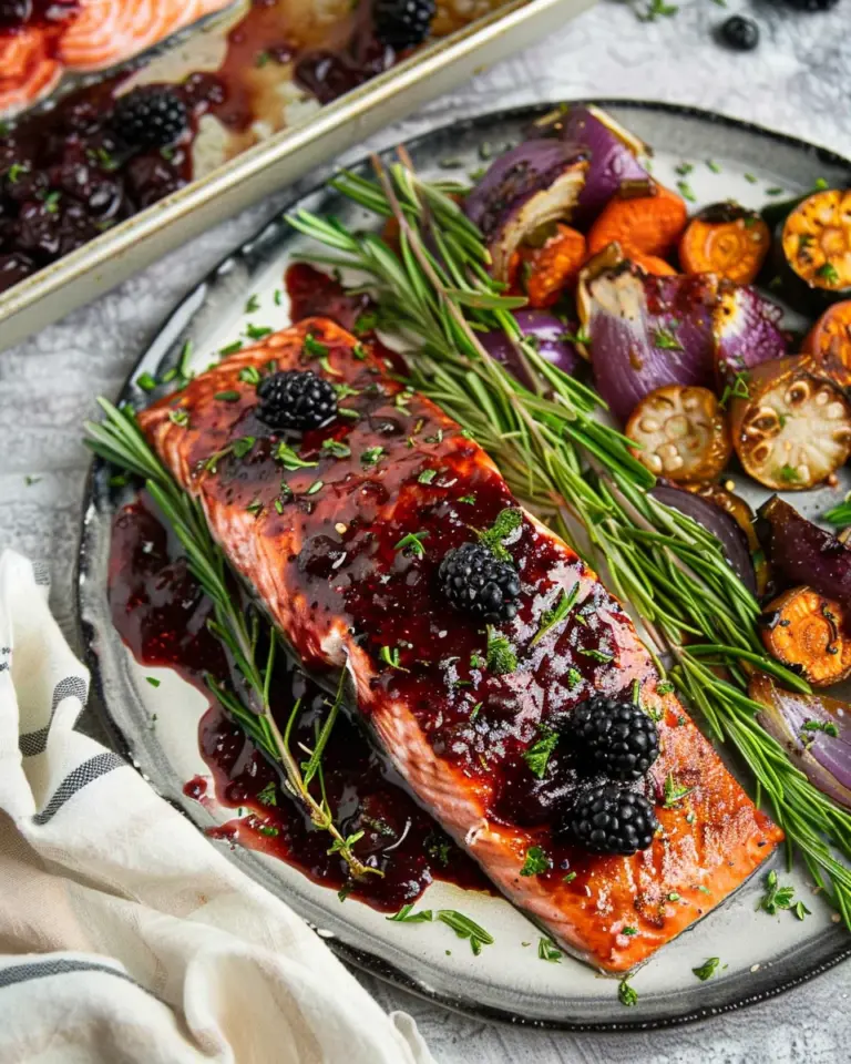 Oven Baked Salmon with Blackberry Barbecue Sauce