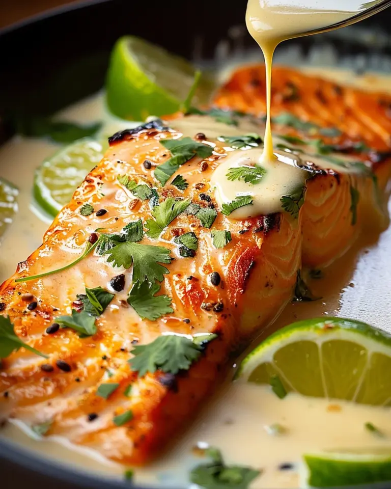 Poached Salmon in Coconut Lime Sauce