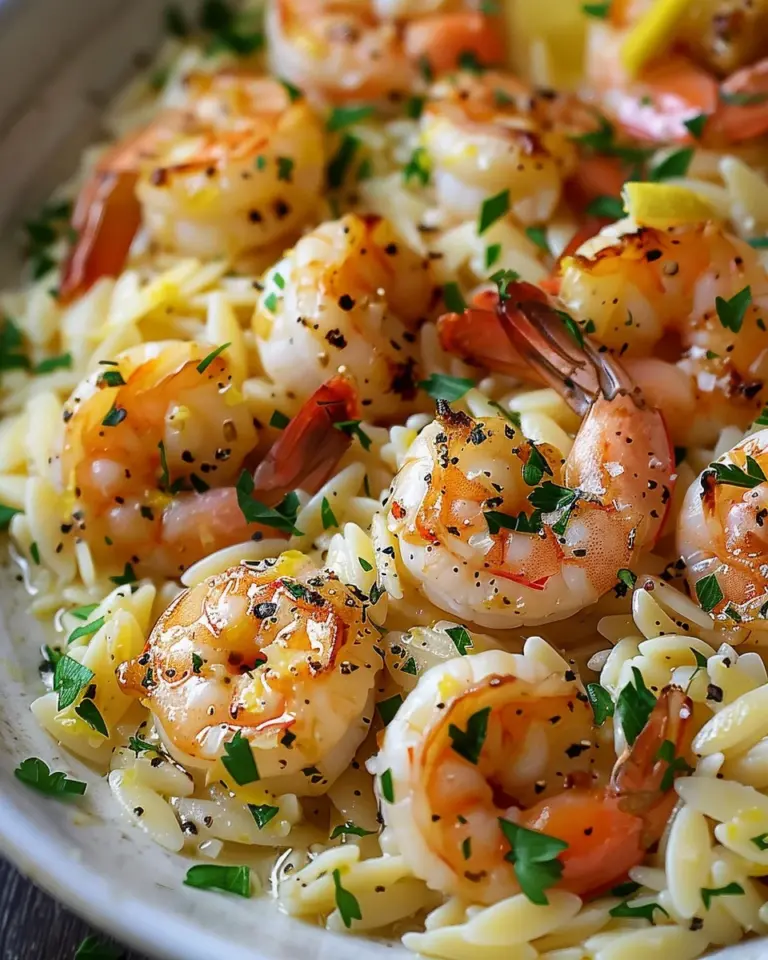 Shrimp Orzo In Lemon Garlic Sauce