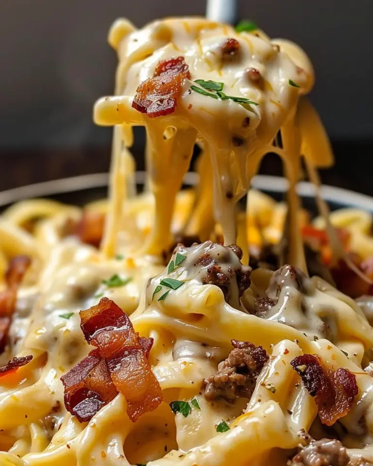 Loaded Bacon Cheeseburger Alfredo Pasta