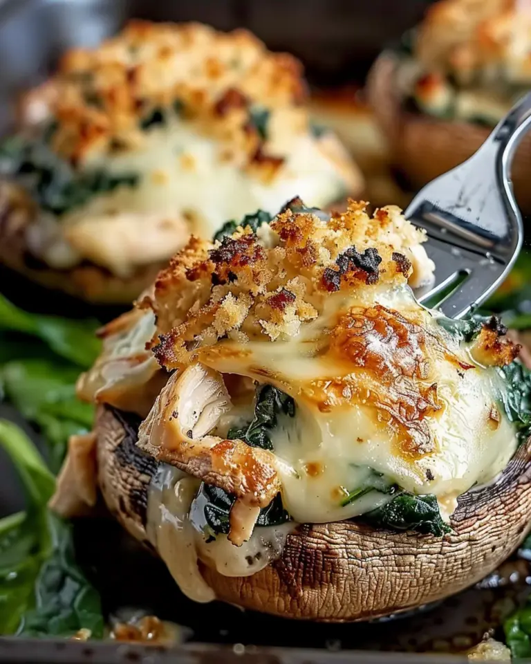 Spinach and Chicken Stuffed Mushrooms