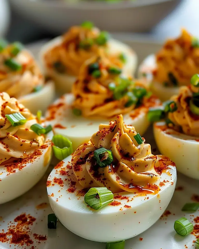 Spicy Chili Garlic Deviled Eggs