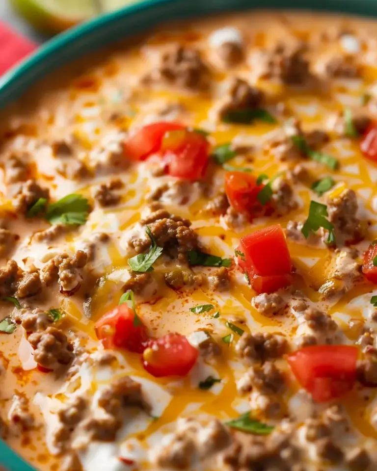 Easy Rotel Dip with Ground Beef and Sour Cream