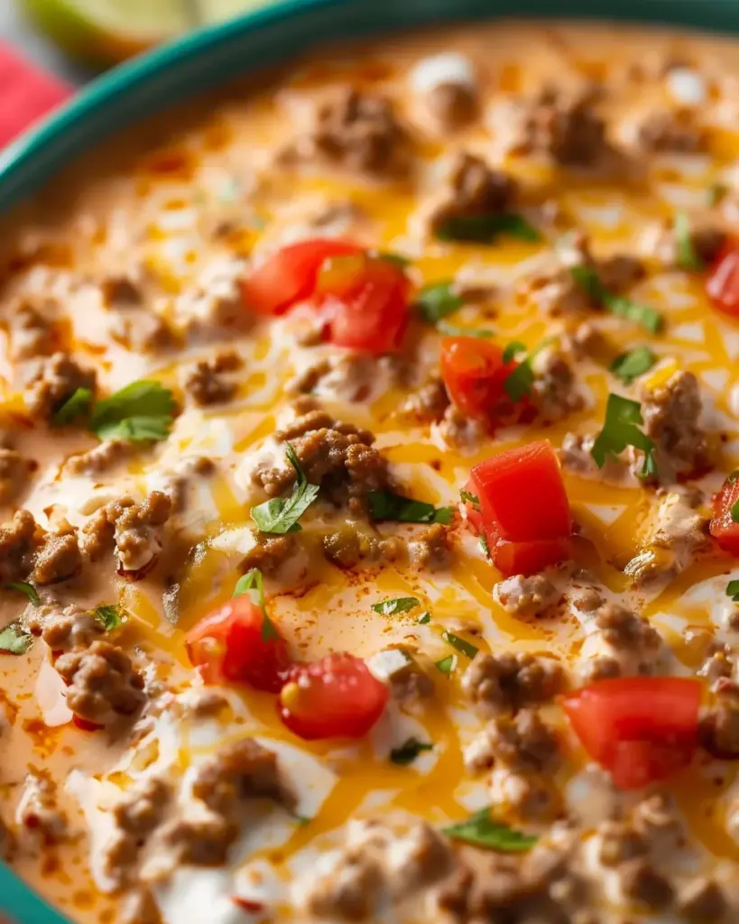 Easy Rotel Dip with Ground Beef and Sour Cream