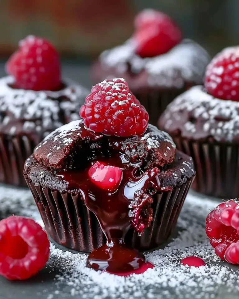Raspberry Chocolate Lava Cupcakes