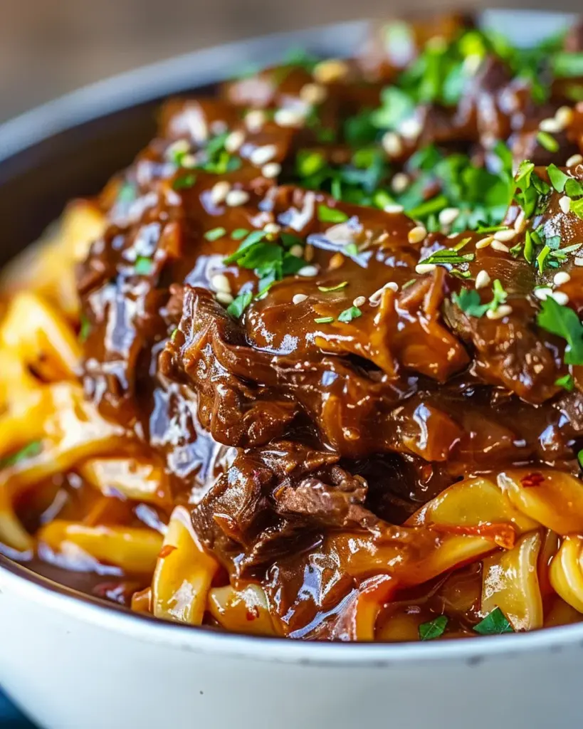 Slow Cooker Korean Beef Noodles Recipe